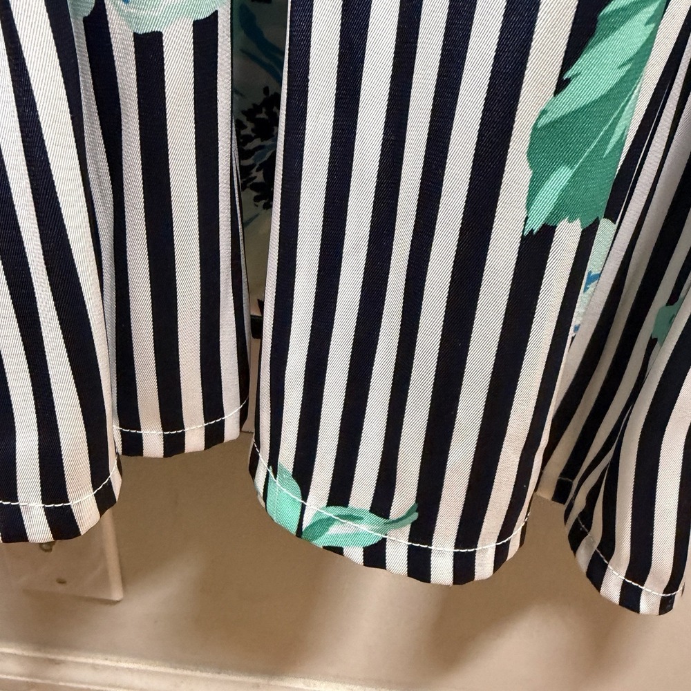 LANE BRYANT NAVY FLORAL STRIPE SZ 20 V-NECK RUCHED WAIST MAXI DRESS Floral - Picture 13 of 16